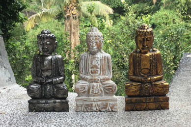 Buddha i sølv, antikhvid og guld