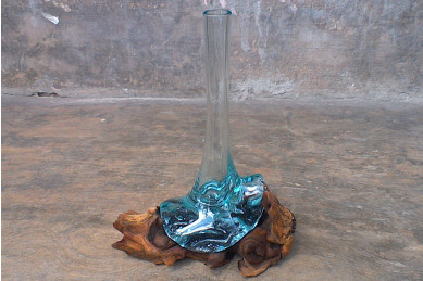 Glass on wood - Vase til blomst
