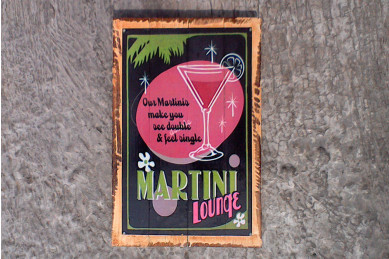 Træskilt med motiv - Martini