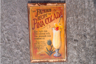Træskilt med motiv - Pina Colada