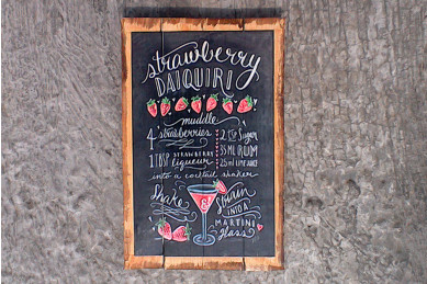 Træskilt med motiv - Strawberry Daiquiri